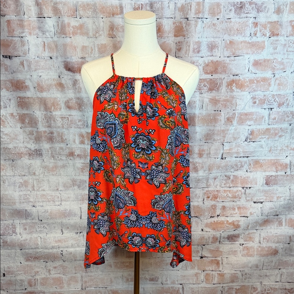 Collective Concepts Floral Halter Top - Red and Blue